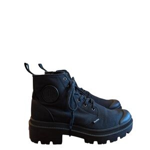Palladium Pallabase Twill/Black Women’s Combat Platform Boot Size 7